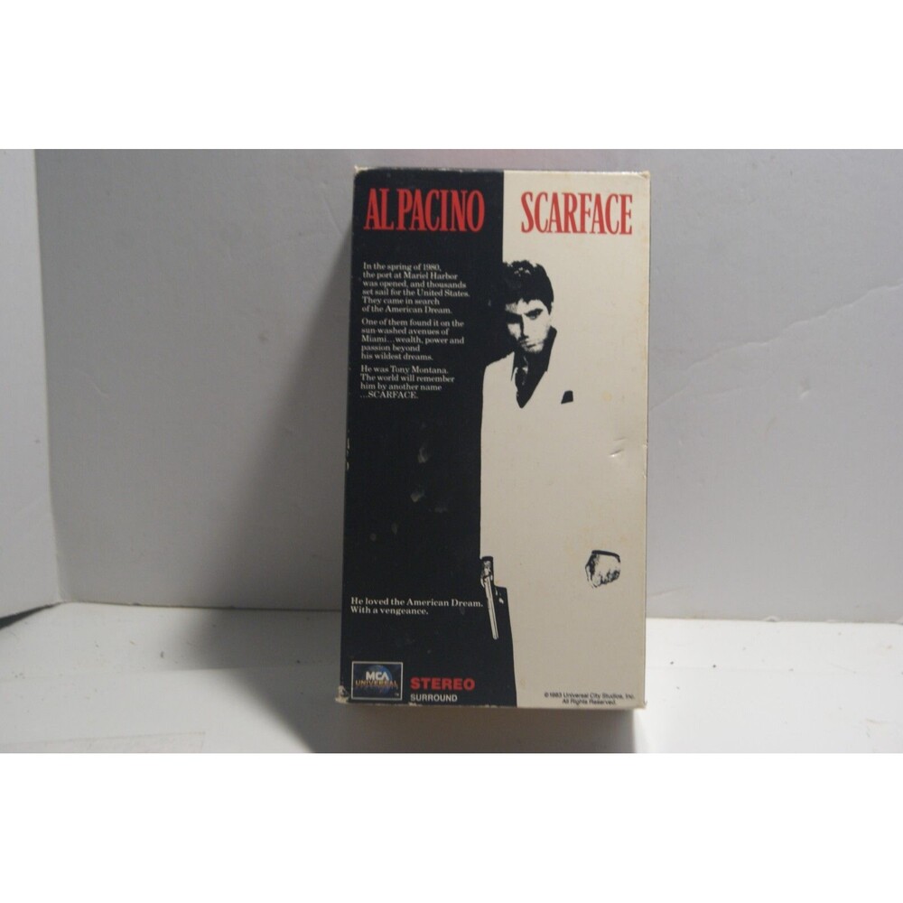 SCARFACE “1990” (VHS 2-Tape Set) Universal Home Video Al Pacino Takes on Cartel